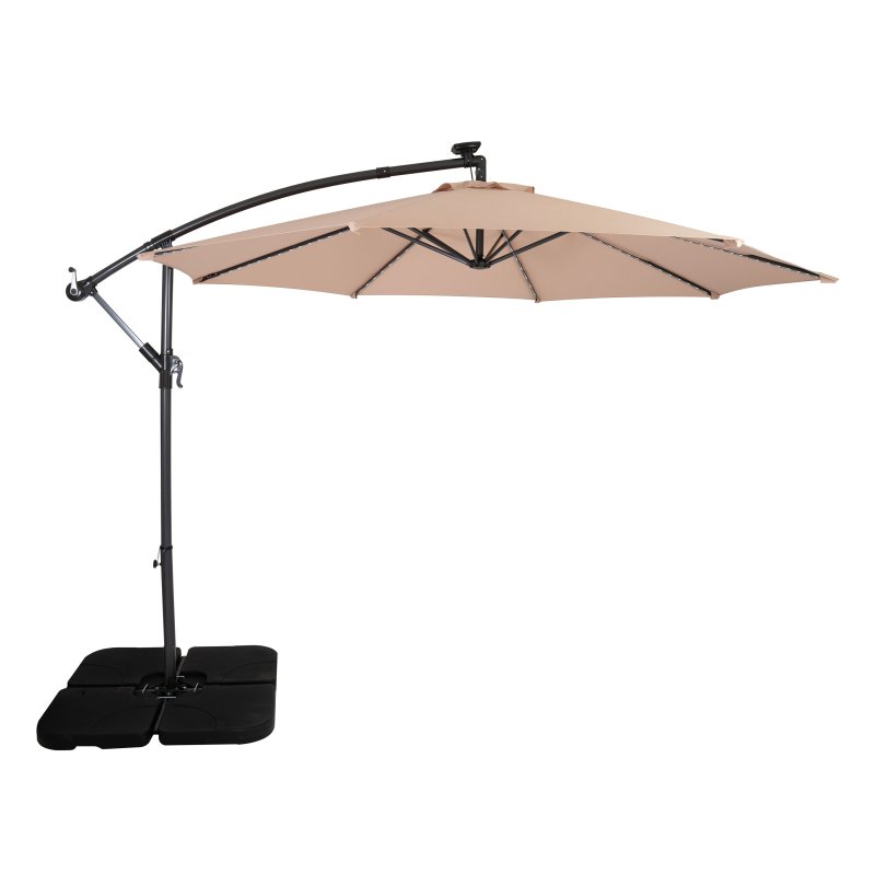 LED Cantilever Parasol 3m With Square Base - Beige