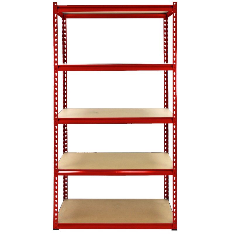 1 x Corner Garage Racking Unit & 4 x Single Racking Storage Units / 5 Z-Rax Red Steel & MDF Shelves / 8525kg capacity / 265kg per shelf / Free Rubber Mallet