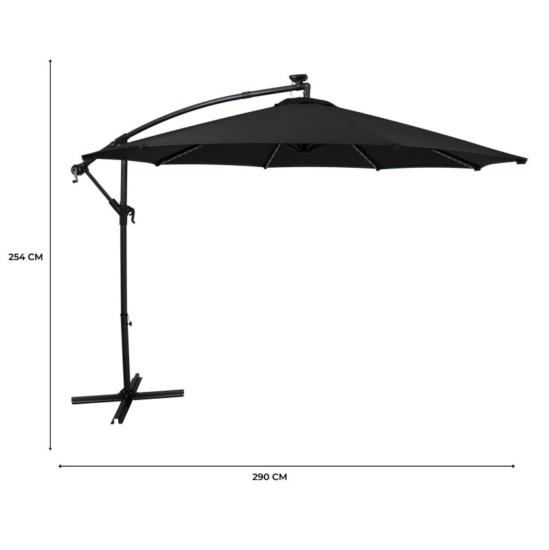 Hanging 2 Seater Egg Chair + Black LED Cantilever Parasol Bundle