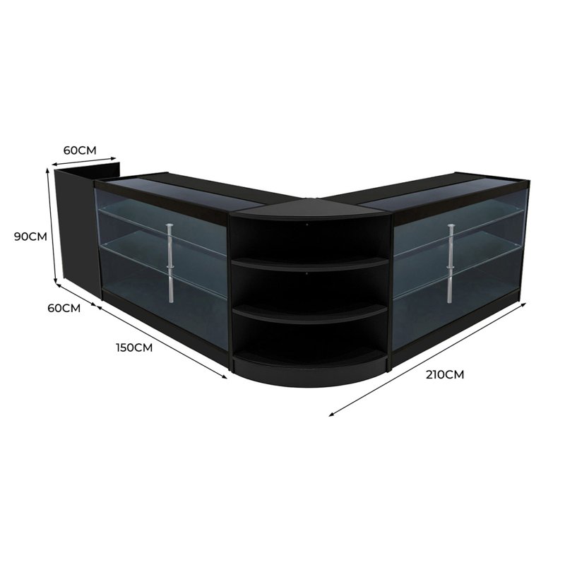 Retail Bundle: Black Astro LED Shop Counter, 40 Sand Heavy Duty Carpet Tiles (10m²), & 5 Counterfeit Money Detector Pens