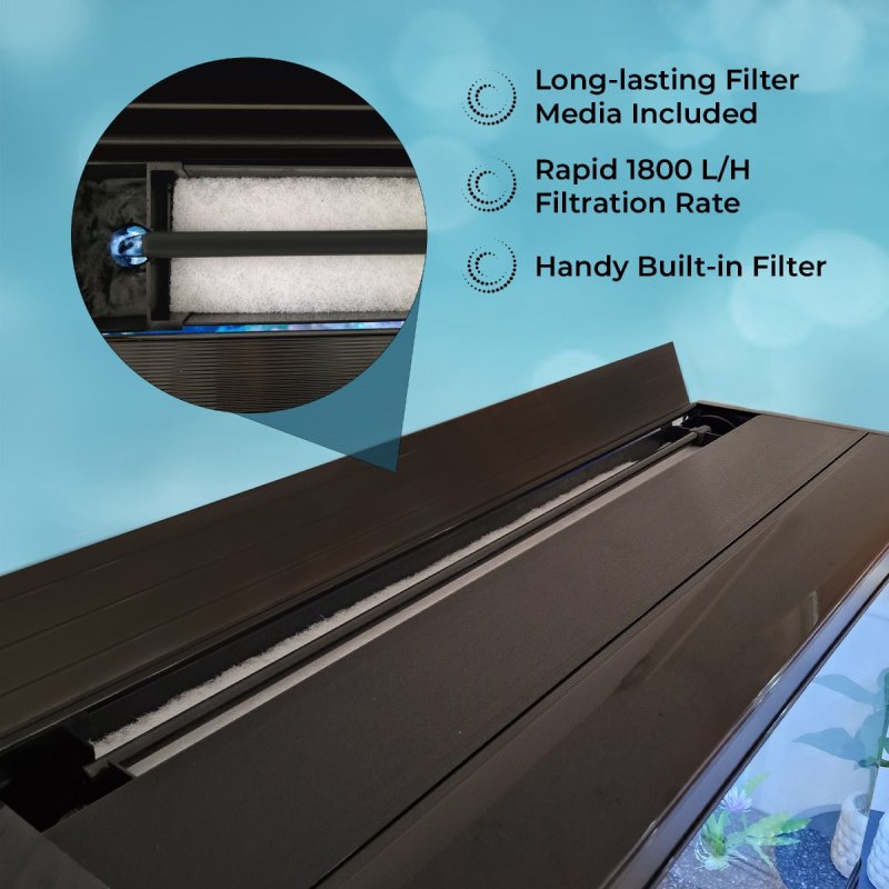 MonsterShop Fish Tank Aquarium & Starter Accessories, Black Cabinet, 4ft, 300L, Black Gravel