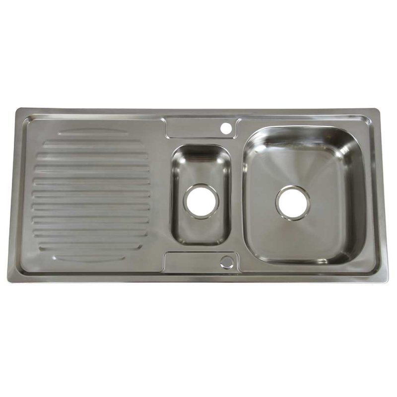 KuKoo Stainless Steel Kitchen Sink Basin, Reversible 1.5 Bowl, 105cm x 18cm x 50cm