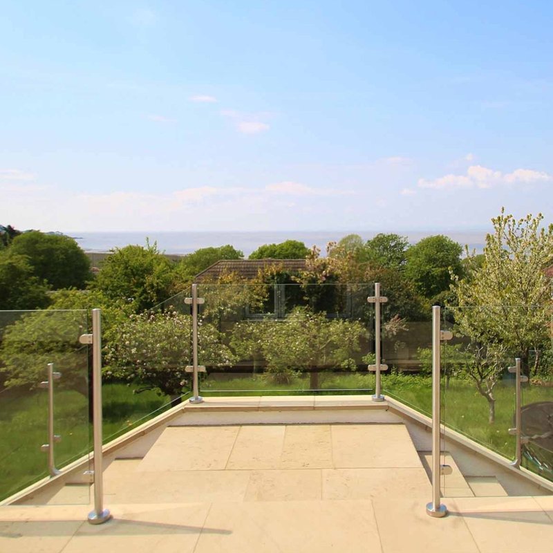 MonsterShop Stainless Steel Balustrade 900mm High End Post, Decking Landing Staircase, Brushed Metal