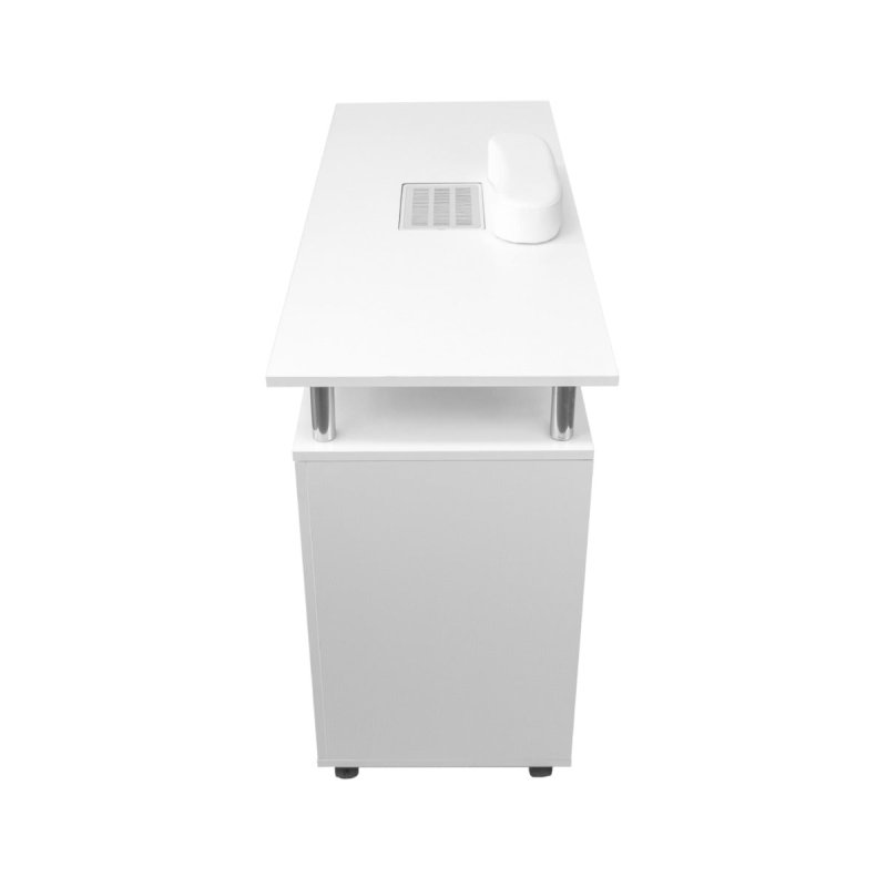 Professional Manicure Table Nail Technician Beauty Salon Tech Station Storage Desk Built In Dust Collector Fan Removable Cushion Rubber Mat 8 Castor Wheels 3 Pull Out Drawers 1 Cupboard 2 Shelves