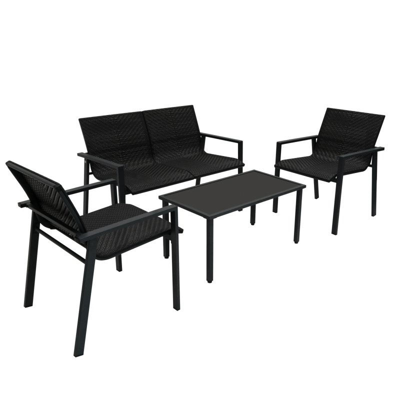Rattan Patio Furniture Set - Black