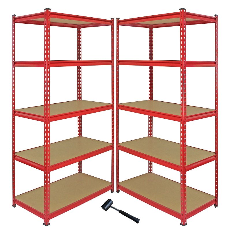 1 x Z-Rax Corner Garage Racking Unit & 2 x Single Racking Storage Units / 5 Steel & MDF Shelves / 3975kg capacity / 4925kg per shelf / Free Rubber Mallet