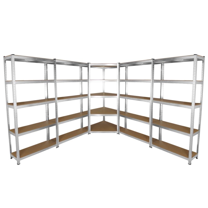 Garage Racking Bundle 4 x 90cm Heavy Duty Racks & 1 x Corner Unit / Galvanised Steel Storage Shelving Warehouse Shed Heavy Duty Rack