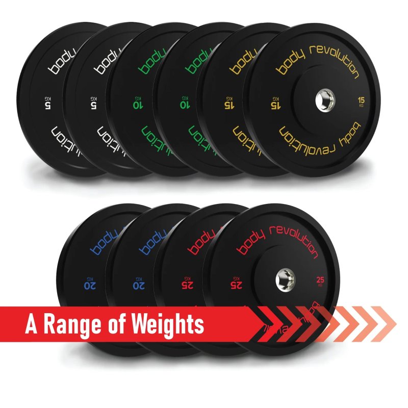 Body Revolution Olympic Bumper Plates Black 150kg SET