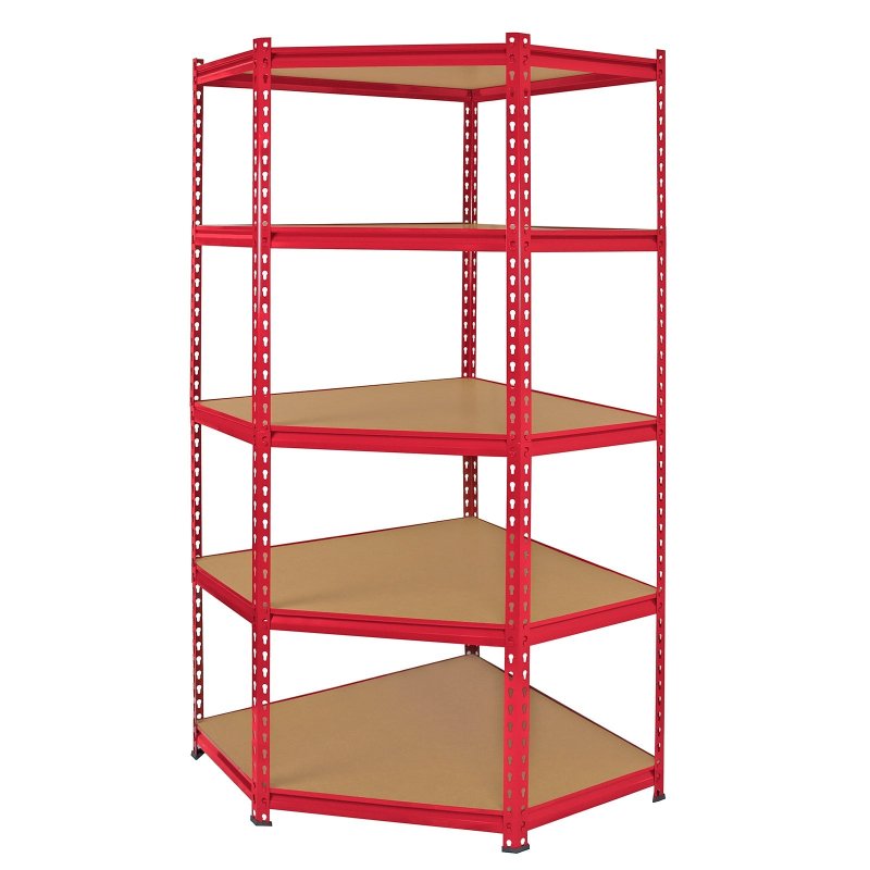Z-Rax Corner Racking Garage Shelving / 90cm x 183cm x 45cm Storage Racking Unit / 5 Shelves MDF & Steel / 1325kg capacity / 265kg per shelf