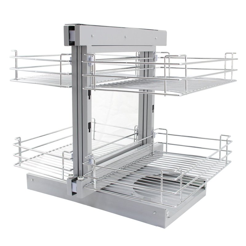 KuKoo RH Magic Corner Kitchen Pull Out Baskets, Slide Out 90-100cm Unit, 4 Metal Storage Drawers
