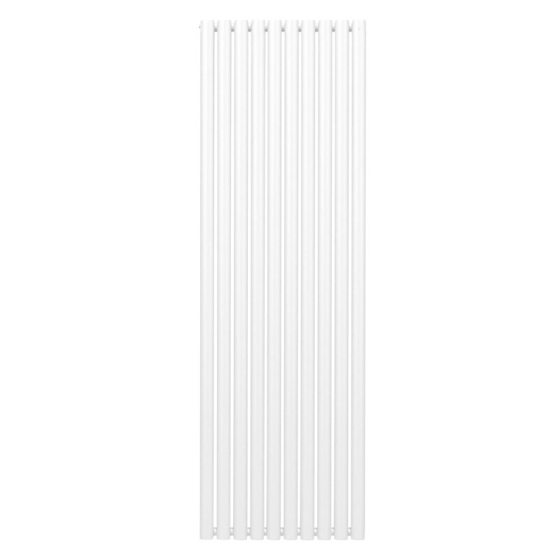 Oval Column Radiator 1800mm x 600mm Modern Designer Double Panel Central Heating Heater Gloss White Carbon Steel Vertical Kitchen Living Room Bathroom FREE Cleaning Brush Fixing Kit & Brackets