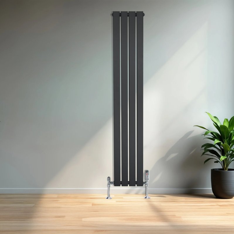 Flat Single Column Radiator - 1600 x 280mm - Anthracite Grey