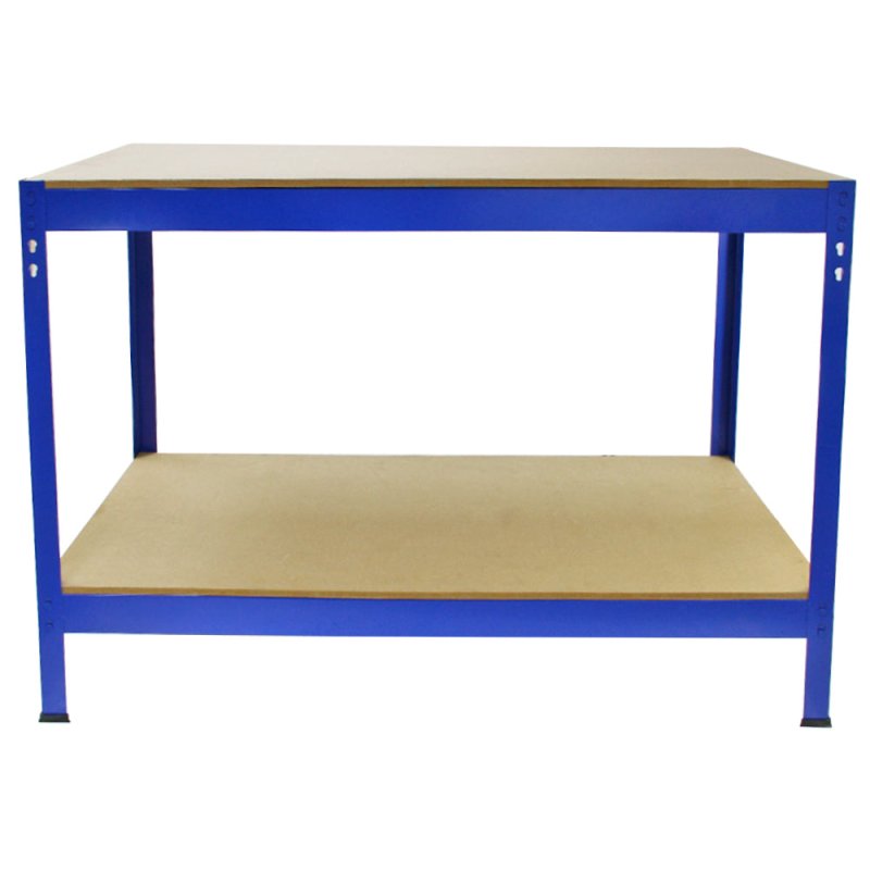 Workbench Garage Table Metal Storage Shelving DIY Tools Heavy Duty Work Bench Workshop Shed / 2 Shelves 90cm x 100cm x 60cm / Blue