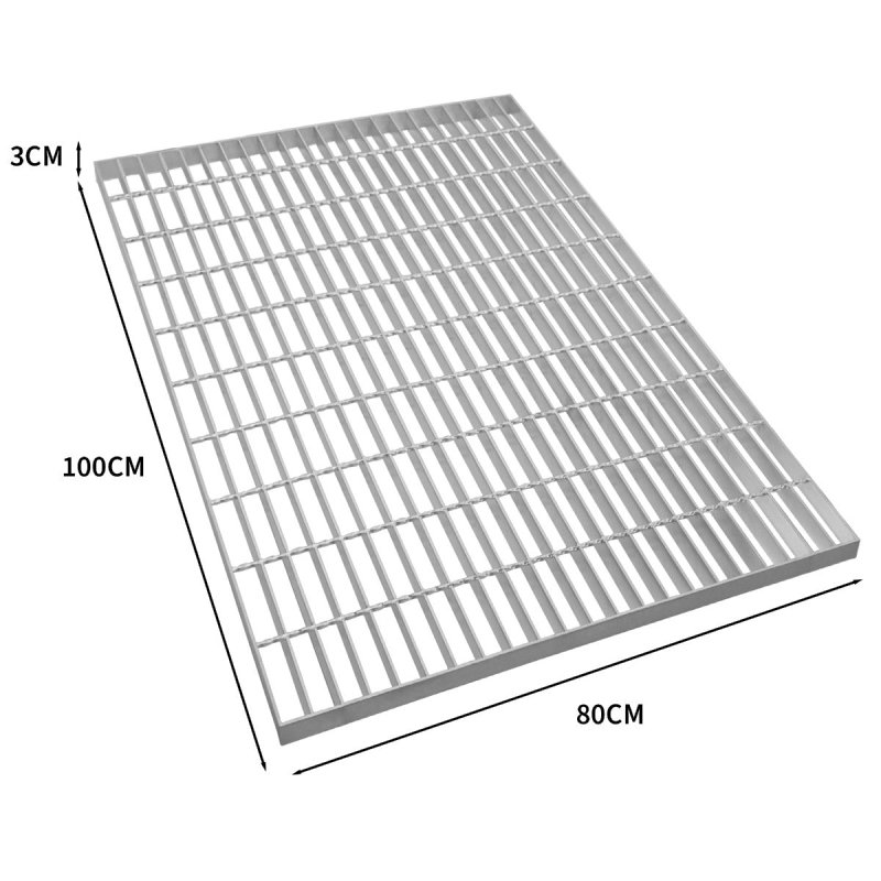 Galvanised Grating Floor Forge Walkway Mesh Floor Panel Grid Drainage Gutter Vent Heavy Duty Weatherproof Steel Zinc Coated 1000mm x 800mm x 30mm 4mm Metal Thickness 800kg Load Capacity