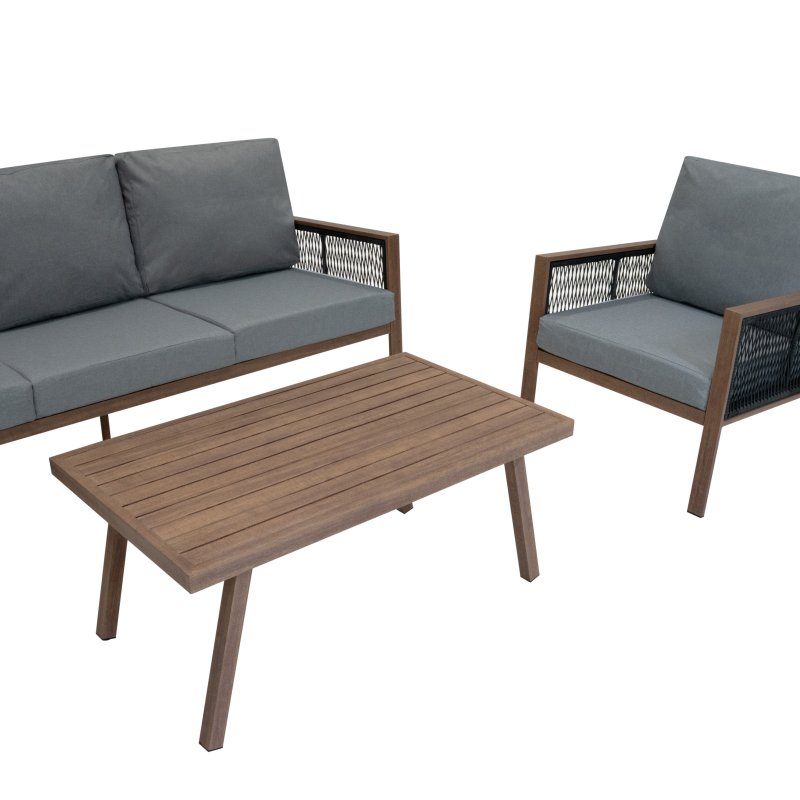 Aluminium 4 Piece Sofa Set - Wood Effect