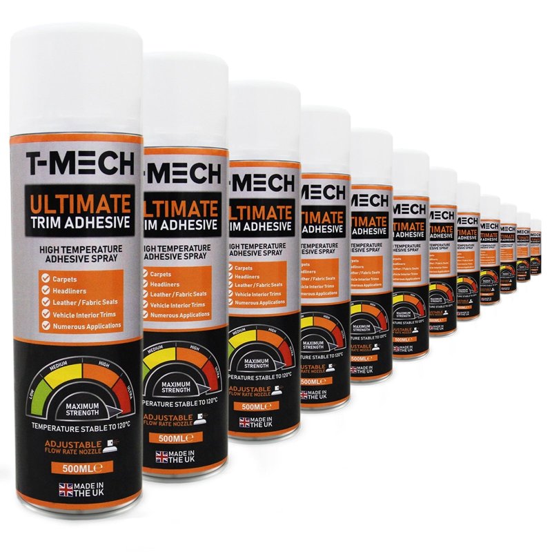 12 x Ultimate Trim Adhesive Glue Van Lining High Temperature Heat Resistant Heavy Duty Spray Car Trims Automotive 500ml