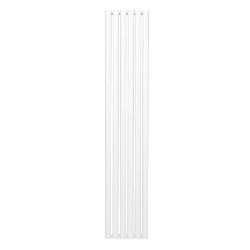 Oval Column Radiator 1800mm x 360mm Modern Designer Double Panel Central Heating Heater Matt White Carbon Steel Vertical Kitchen Living Room Bathroom FREE Cleaning Brush Fixing Kit & Brackets