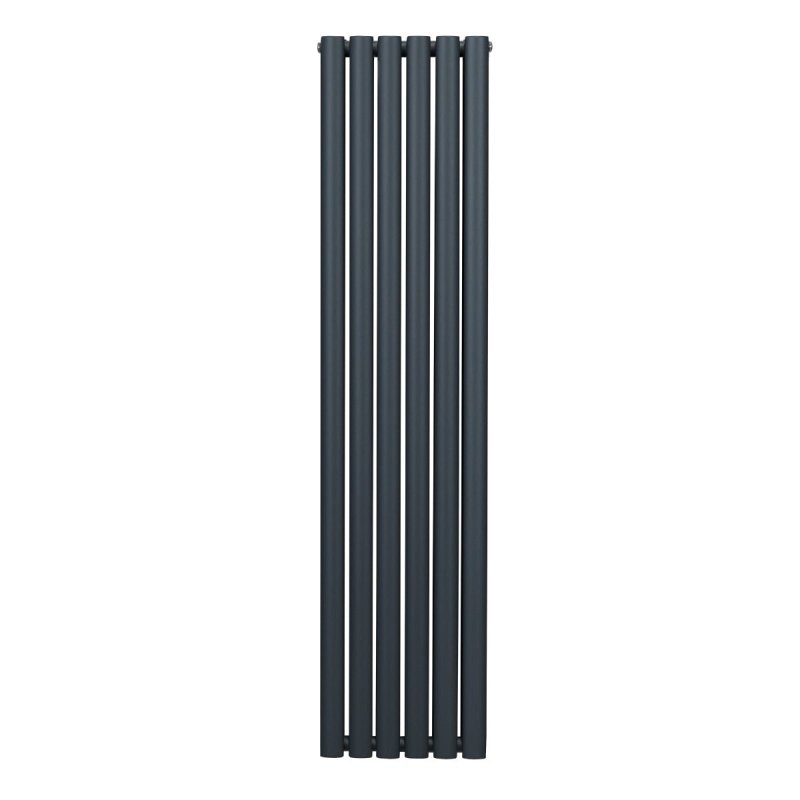 Oval Column Radiator 1600mm x 360mm Modern Designer Double Panel Central Heating Heater Matt Anthracite Grey Carbon Steel Vertical Kitchen Living Room FREE Cleaning Brush Fixing Kit & Brackets
