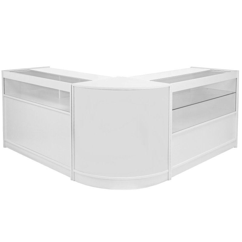 MonsterShop Leo Shop Counter Cabinets & Retail Display Glass Showcase Set, Brilliant White, Melamine MDF