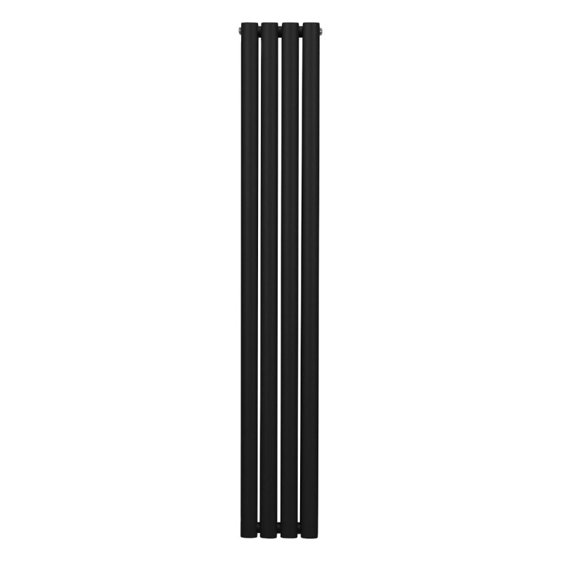 Oval Column Radiator 1600mm x 240mm Modern Designer Double Panel Central Heating Heater Matt Black Carbon Steel Vertical Kitchen Living Room Bathroom FREE Cleaning Brush Fixing Kit & Brackets
