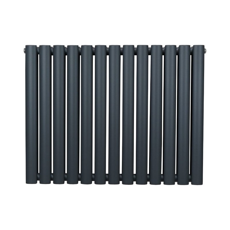 Oval Column Radiator 600mm x 780mm Modern Designer Double Panel Central Heating Heater Matt Anthracite Grey Carbon Steel Horizontal Kitchen Living Room FREE Cleaning Brush Fixing Kit & Brackets
