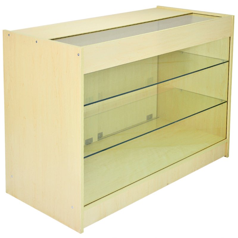 MonsterShop Solar Shop Counters Set & Glass Retail Showcase Cabinet Display, Maple, Melamine MDF