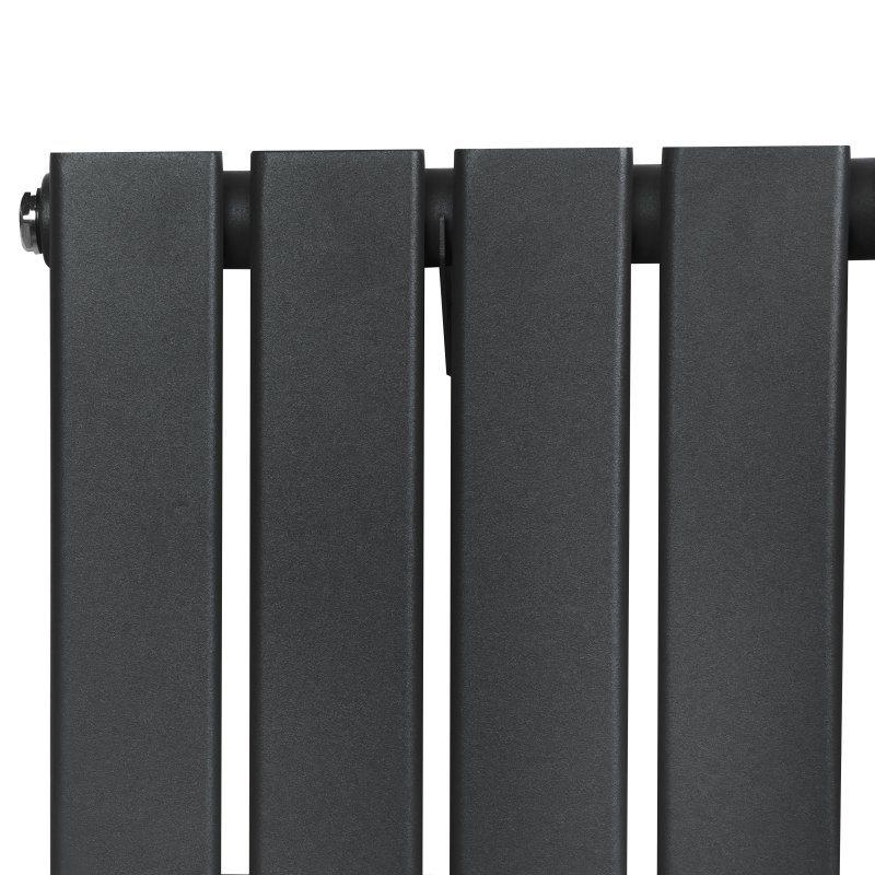Flat Single Column Radiator & Valves - 1800mm x 280mm - Anthracite Grey