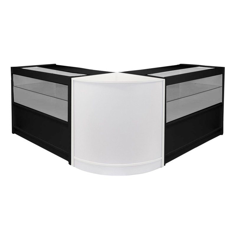 MonsterShop Emperor Retail Display Shop Counter Unit & Glass Showcase Cabinet Units Black/White