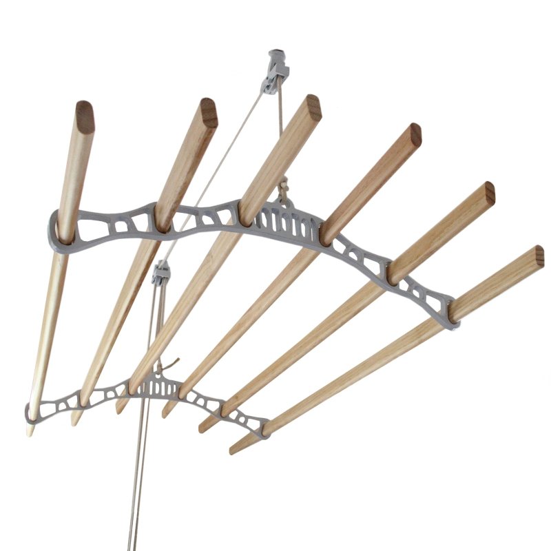 Clothes Airer Ceiling Pulley Maid Traditional Mounted Clothing Dryer 6 Lath Laundry Drying Rack Rail 1.2m White