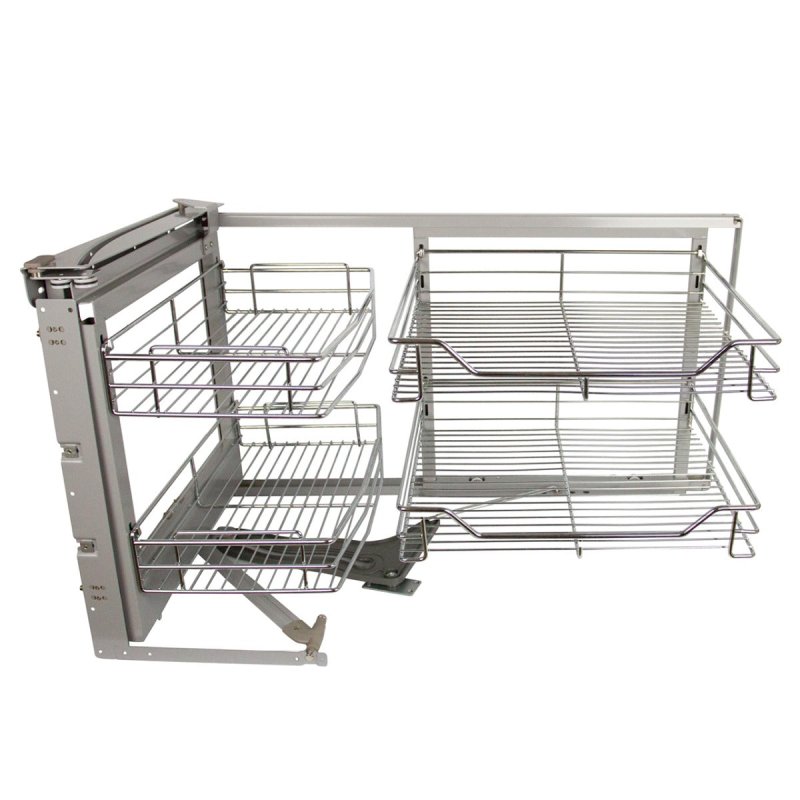 KuKoo Left Hand Corner Kitchen Pull Out Baskets, 90-100cm Cabinet, 4 Metal Slide Out Storage Drawers