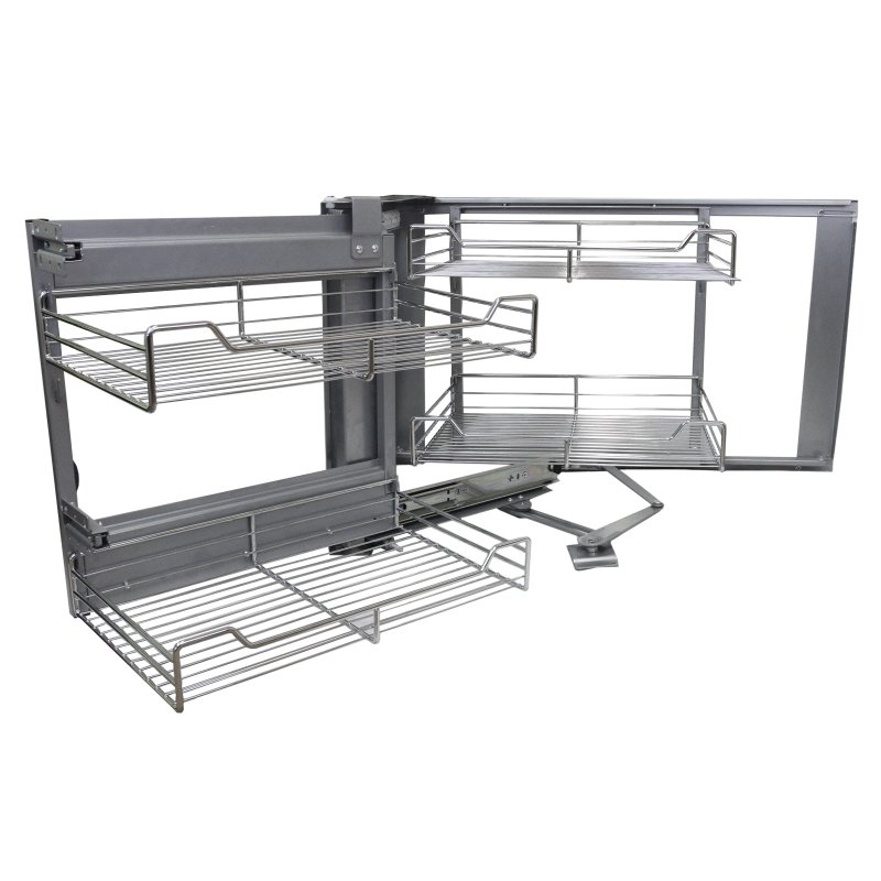 KuKoo Left Hand Corner Kitchen Pull Out Baskets, 90-100cm Cabinet, 4 Metal Slide Out Storage Drawers