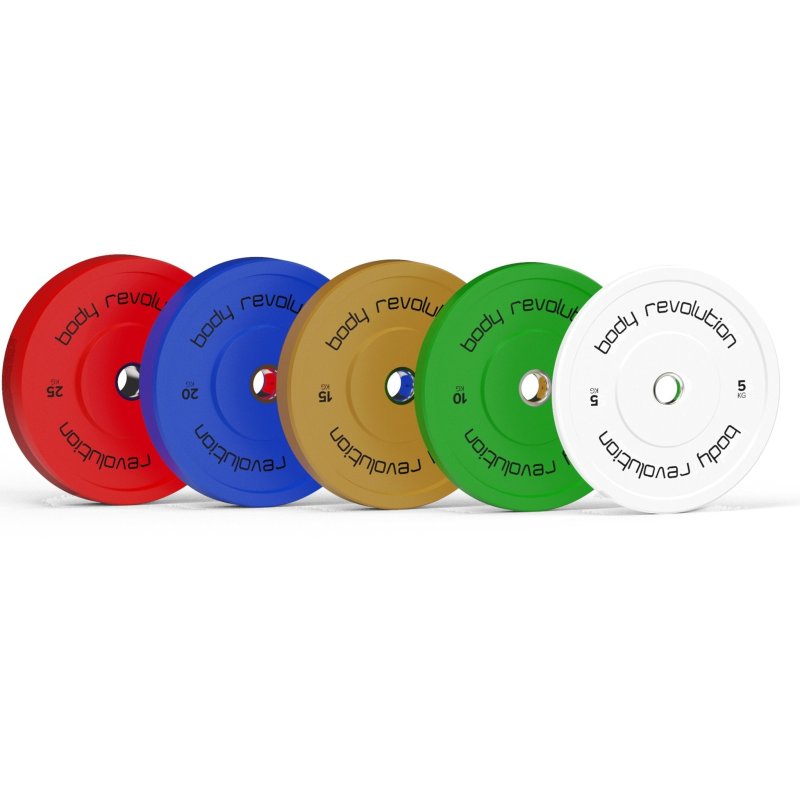 Body Revolution Olympic Bumper Plates Colour 100kg 2x5kg 2x10kg 2x15kg 2x20kg