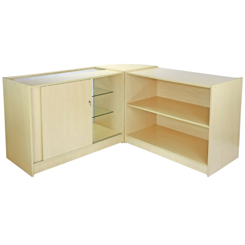 MonsterShop Titan Shop Counter Cabinets & Retail Display Glass Showcase Set, Maple, Melamine MDF