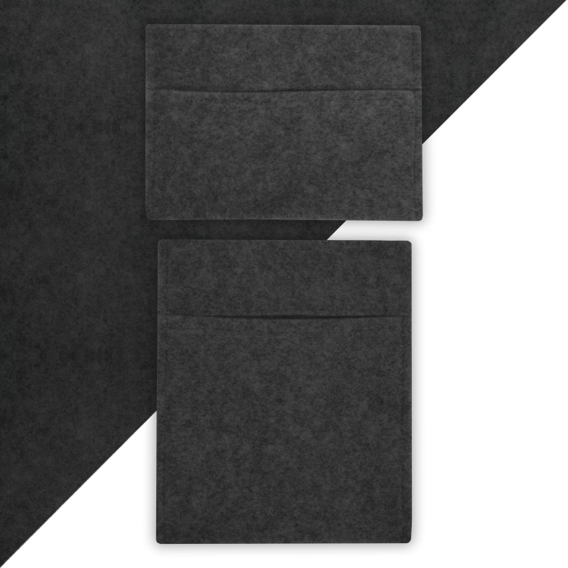 Camper Van Lining & 2 x Storage Pouches Anthracite Grey Carpet 4 Way Stretch 2m Wide 11m2 Coverage Car Motorhome Vehicle Interior Campervan Conversion 2 Size Tool Paperwork Document Pocket Organiser