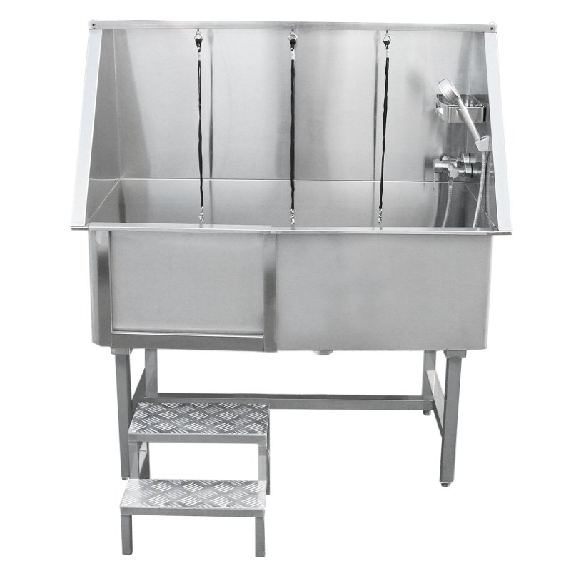 Dog Bath Professional Stainless Steel  Pet Grooming Station 600mm Extra-Large Heavy Duty Metal Wash-Tub Groomer Walk In Shower Clean | With Mixer Tap And Drainage Kit | FREE Gloves
