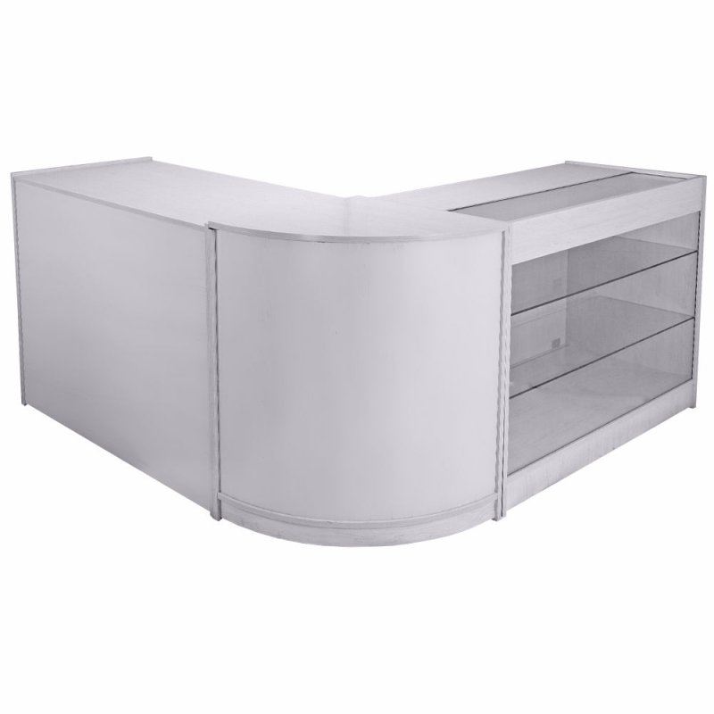 MonsterShop Mars Shop Counters Set & Glass Retail Showcase Cabinet Display, Brilliant White, Melamine MDF