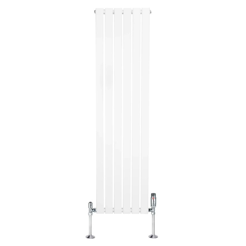 Flat Single Column Radiator & Valves - 1600mm x 420mm - White