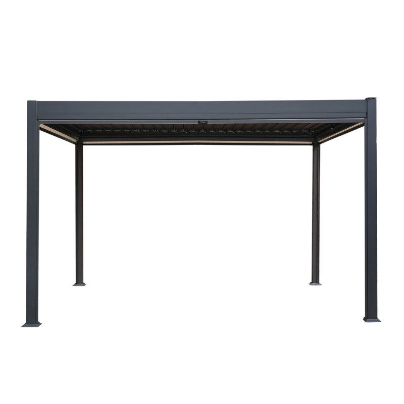 Anthracite Aluminium Pergola With White Blinds - 3m x 4m