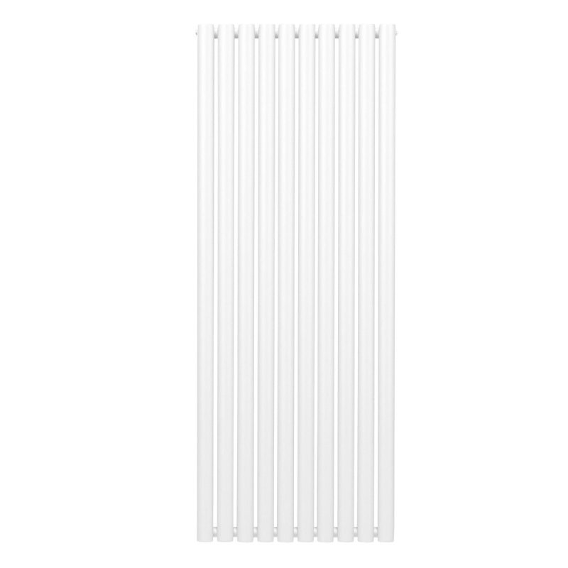 Oval Column Radiator 1600mm x 600mm Modern Designer Double Panel Central Heating Heater Gloss White Carbon Steel Vertical Kitchen Living Room Bathroom FREE Cleaning Brush Fixing Kit & Brackets