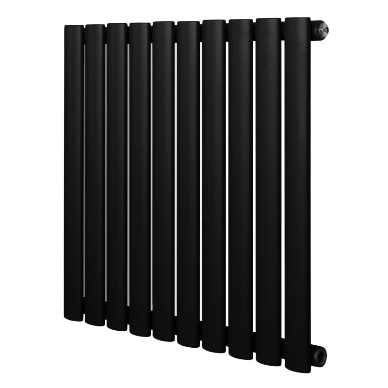 Oval Single Column Radiator - 600 x 600mm - Black