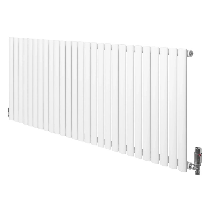 Oval Single Column Radiator & Valves - 600mm x 1620mm - White