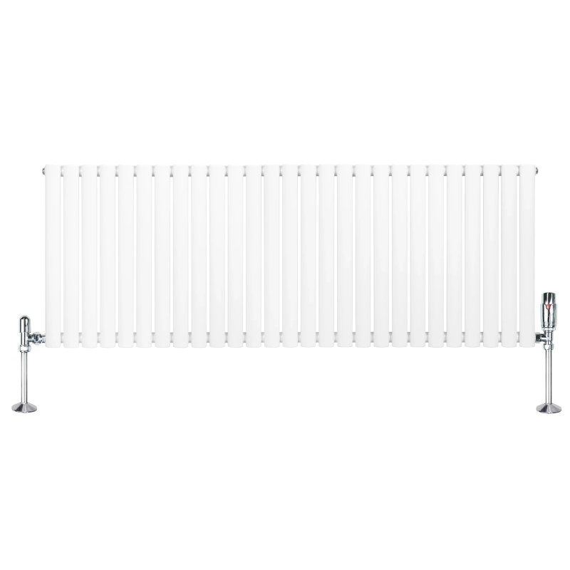 Oval Single Column Radiator & Valves - 600mm x 1620mm - White