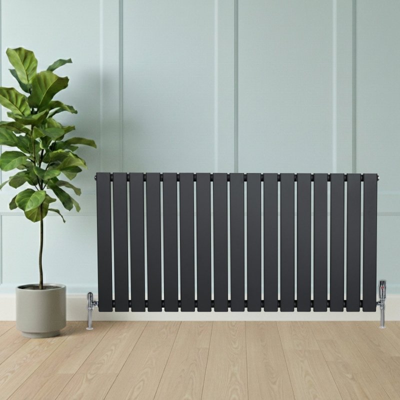 Flat Single Column Radiator - 600 x 1190mm - Anthracite Grey