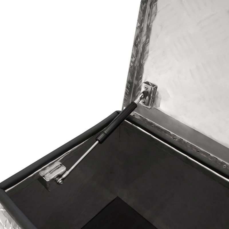 Aluminium Tool Box 35L Lockable Chest 2 Keys Trailer Truck Van Locker Boxes Storage Heavy Duty Checker Plate Rubber Base Liner & Seal Gas Struts Carry Case Small 26