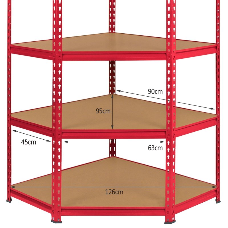 Z-Rax Corner Racking Garage Shelving / 90cm x 183cm x 45cm Storage Racking Unit / 5 Shelves MDF & Steel / 1325kg capacity / 265kg per shelf