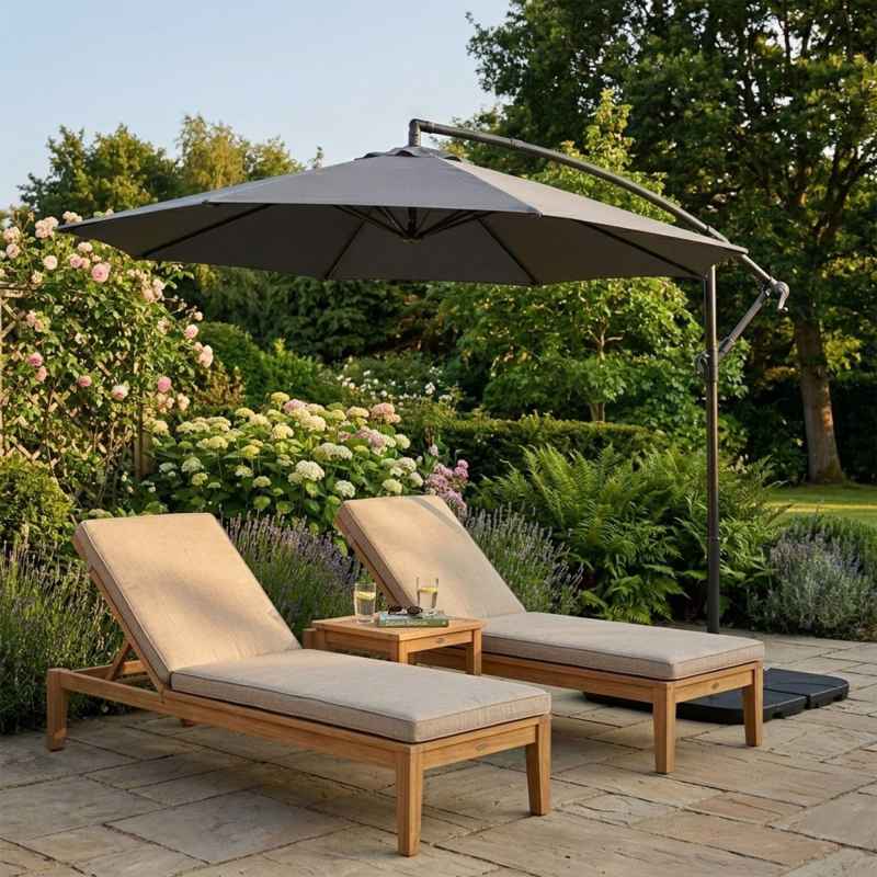 Cantilever Parasol 3m With Square Base - Grey