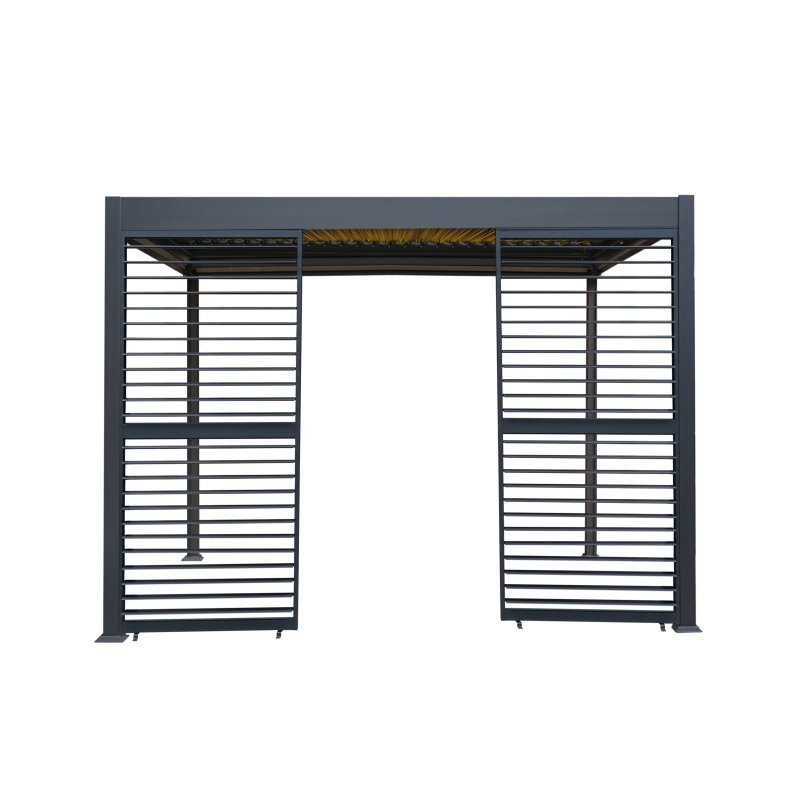 Aluminium Pergola With Anthracite Blinds, 2 x Side Panels & LED Lights - 3m x 3m