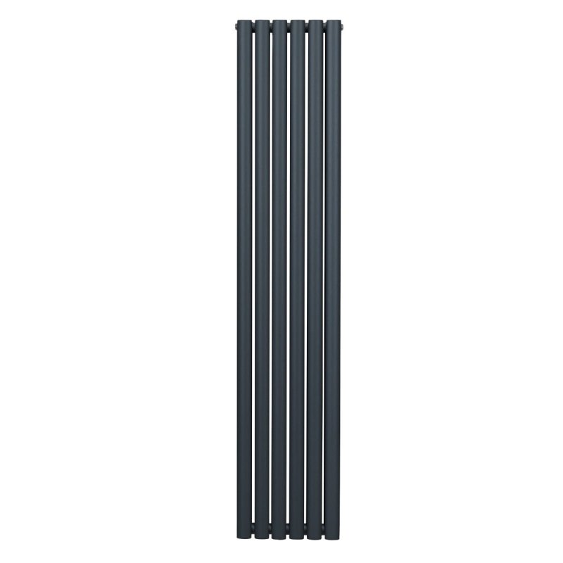 Oval Column Radiator 1800mm x 360mm Modern Designer Double Panel Central Heating Heater Matt Anthracite Grey Carbon Steel Vertical Kitchen Living Room FREE Cleaning Brush Fixing Kit & Brackets