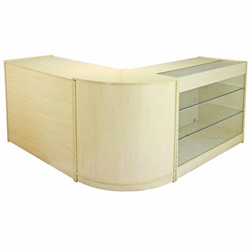 MonsterShop Saturn Shop Counters Set & Glass Retail Showcase Cabinet Display, Maple, Melamine MDF