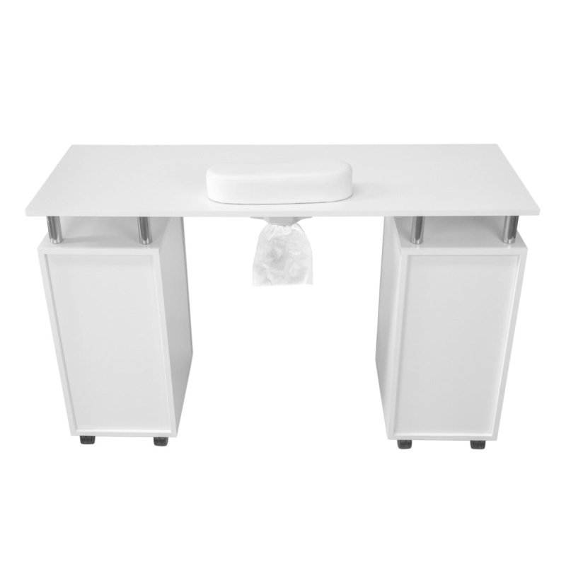 Professional Manicure Table Nail Technician Beauty Salon Tech Station Storage Desk Built In Dust Collector Fan Removable Cushion Rubber Mat 8 Castor Wheels 3 Pull Out Drawers 1 Cupboard 2 Shelves